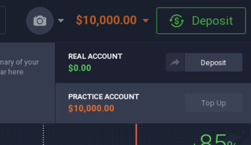 Switch between real and demo account Switch between real and demo account