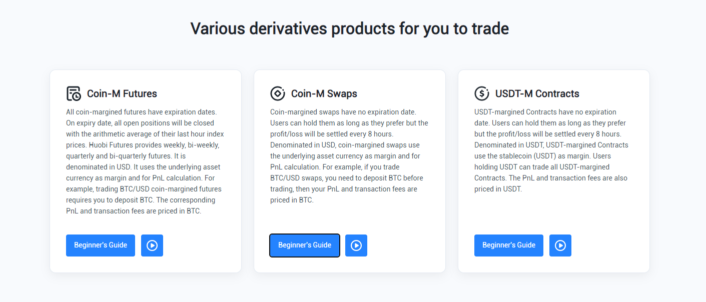 Huobi Global derivatives products Huobi Global derivatives products